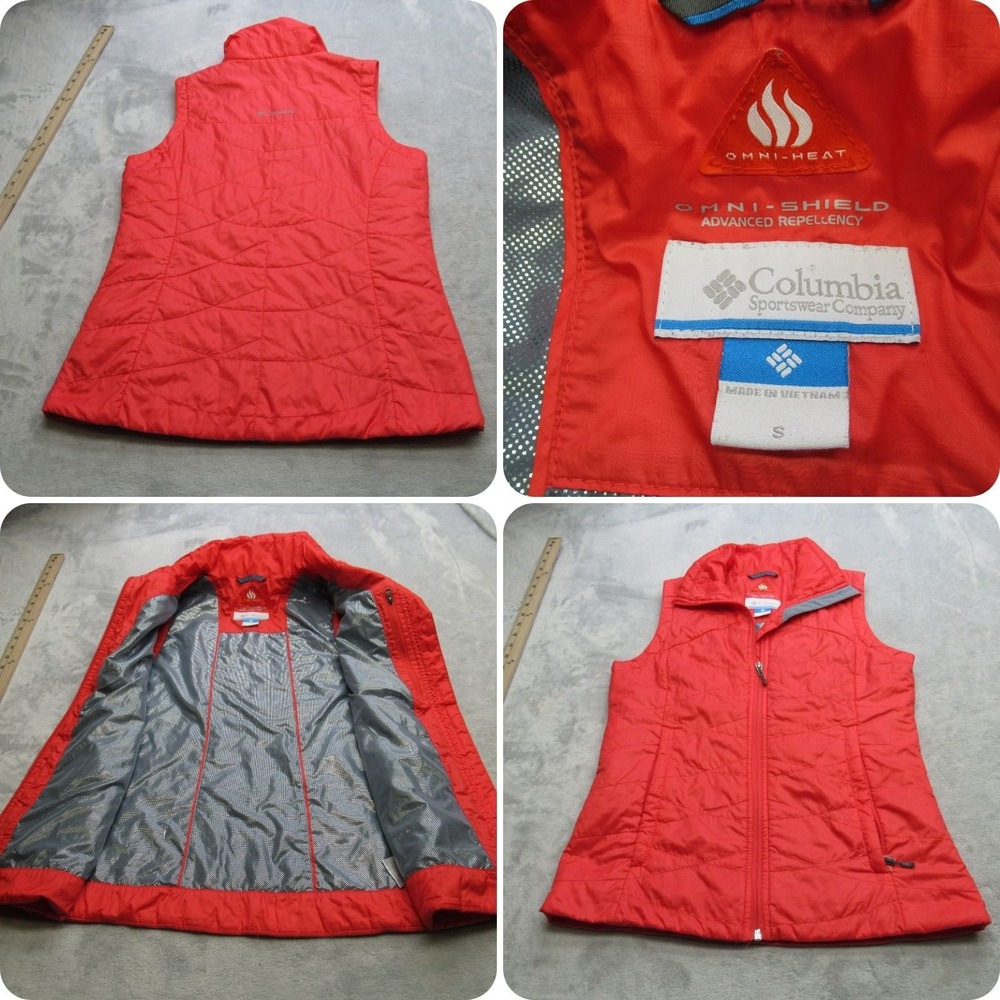 Columbia Vest Womens Small‎ Neon Salmon Insulated Omni-Heat Quilted Puffer